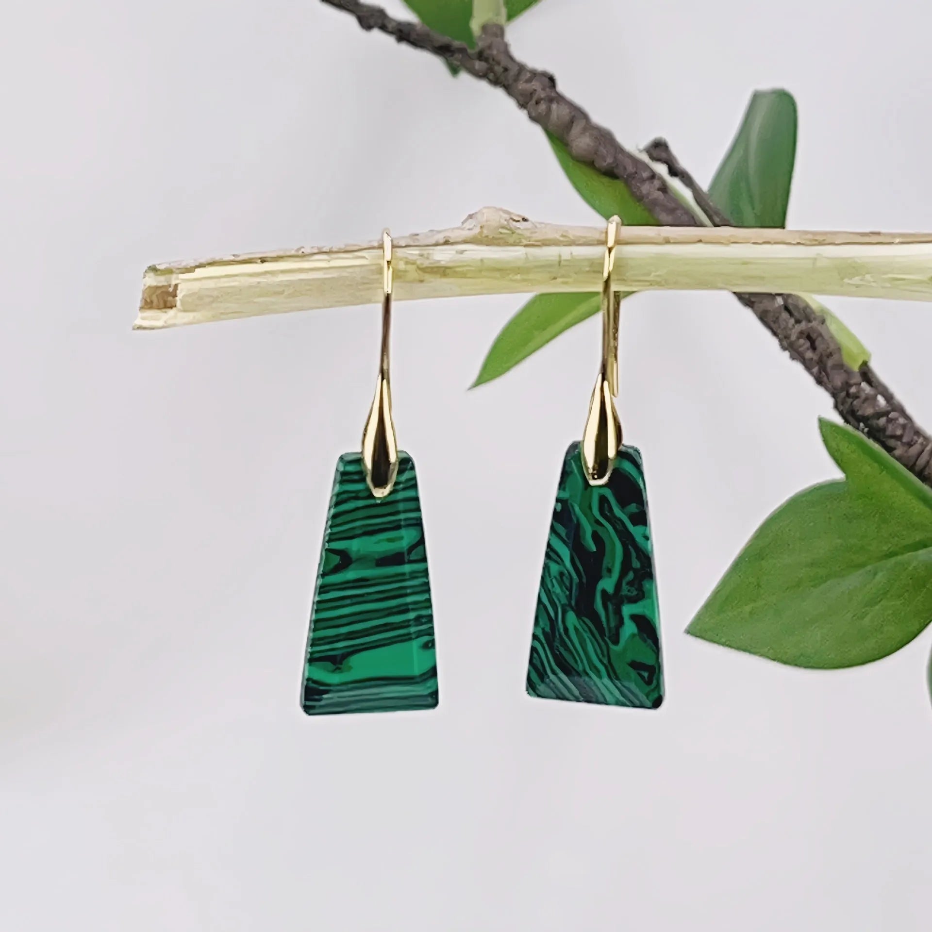 Natural lapis lazuli geometric earrings with crystal accents on gold and silver hooks