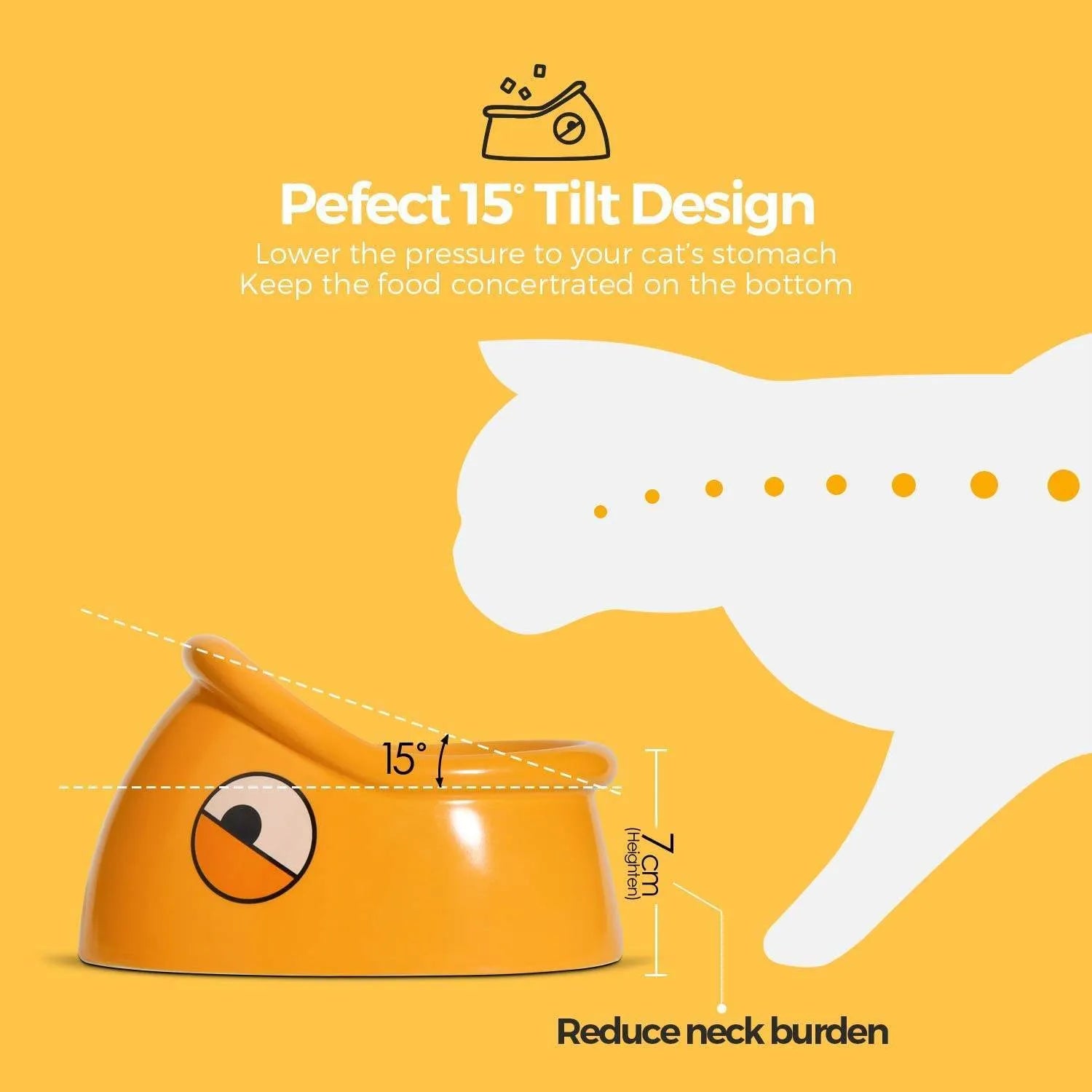 Orange ceramic overturning-proof pet bowl with fish head goldfish mouth design, 196x121x149mm