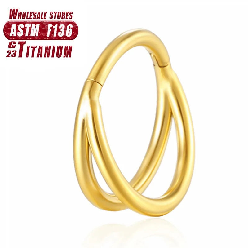 Titanium alloy nose ring or septum piercing in silver, available in multiple lengths and diamond-accented styles.