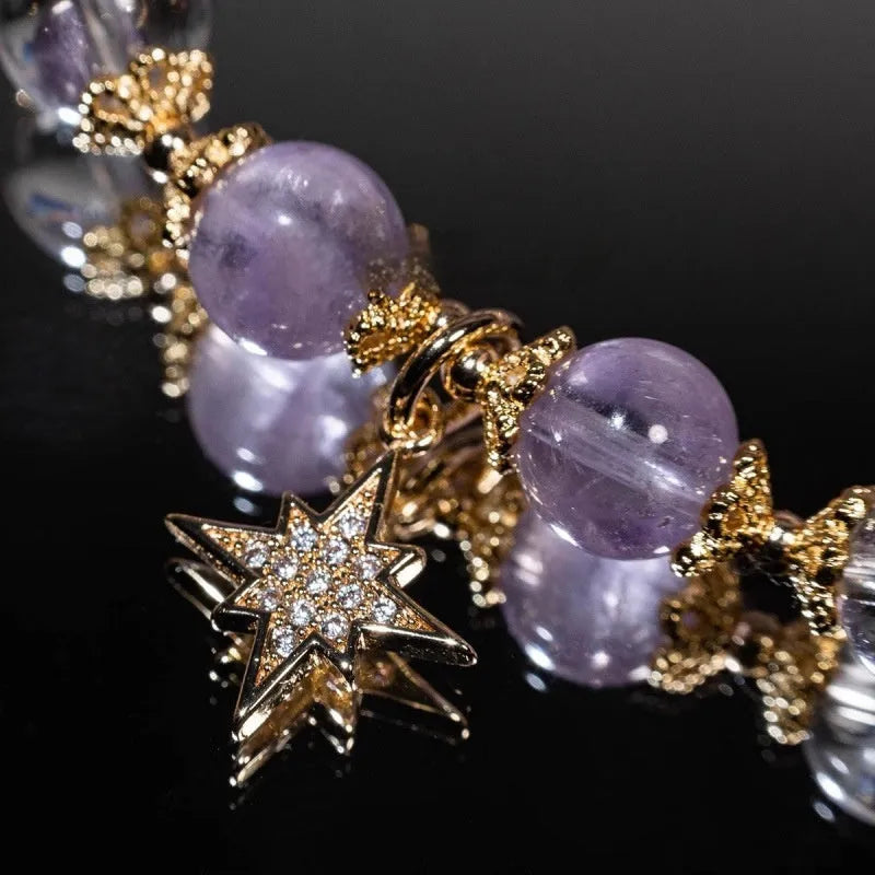Eight Awn star amethyst artificial crystal bracelet with animal zodiac modelling in elegant women's style