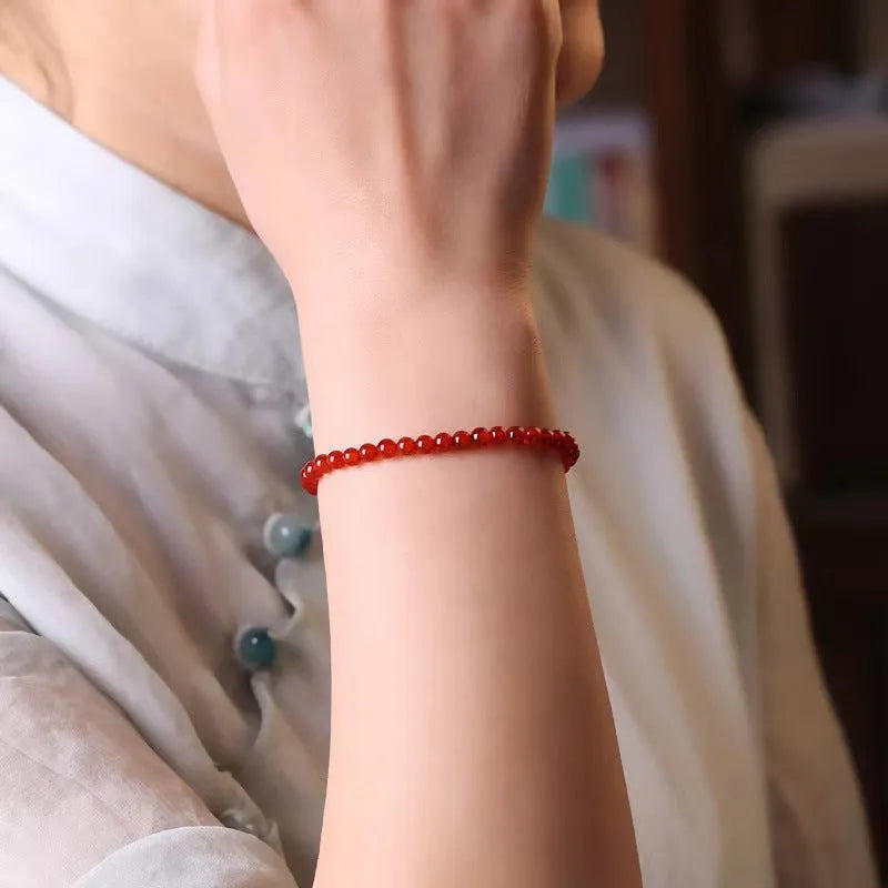 Ultra-thin red agate women's bracelet with classic style design