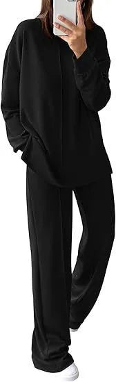 Women's long sleeve polyester jogging suit set in army green, shown as a top and trousers.