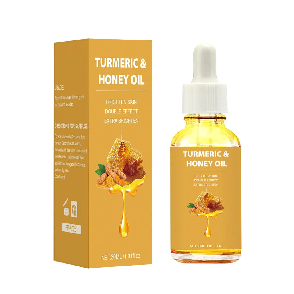 30ml bottle of Turmeric Honey Essential Oil in neutral packaging for facial application