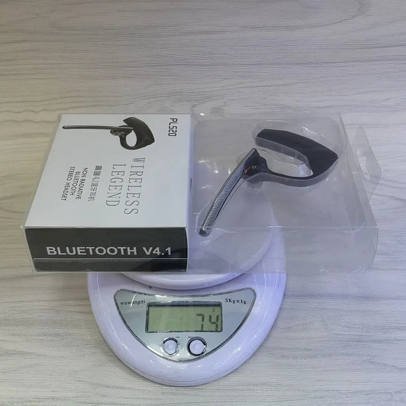 Black plastic Bluetooth sports headphones with a USB port and a battery display.