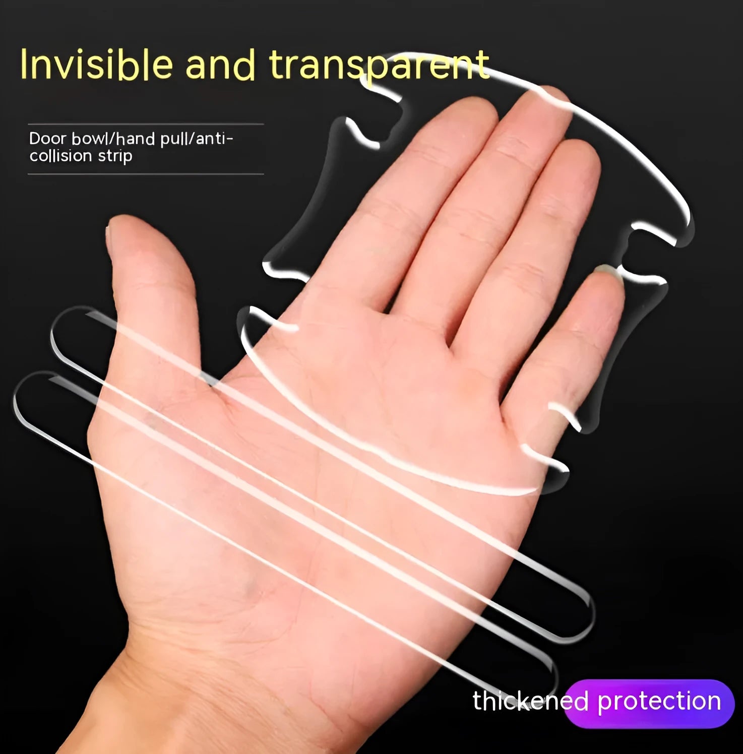Clear transparent car door handle protective stickers 4-piece set for scratch prevention
