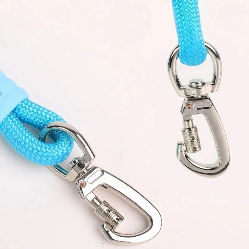 Dog traction leash with foam handle showing 140cm nylon rope in available colours