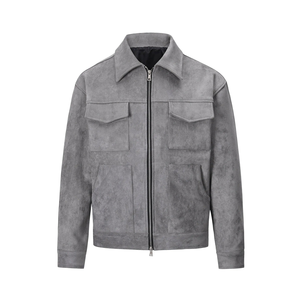 Men's slim fit jacket coat with zippered pockets in camel colour with polyester lining