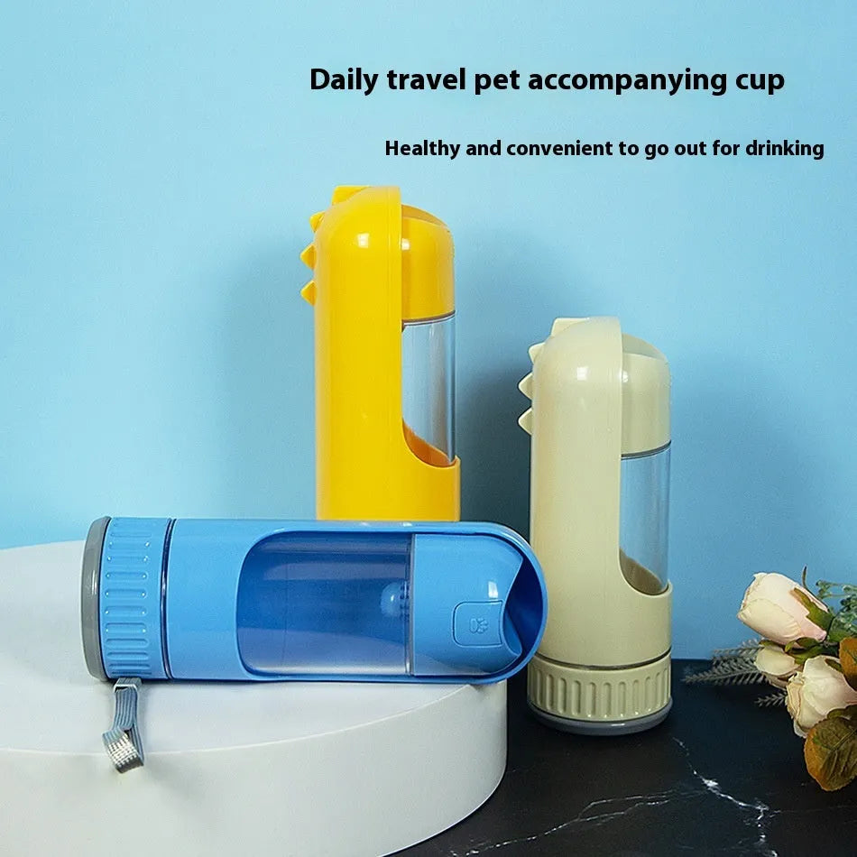 Portable 350ml folding plastic pet cup in beige white colour for travel use