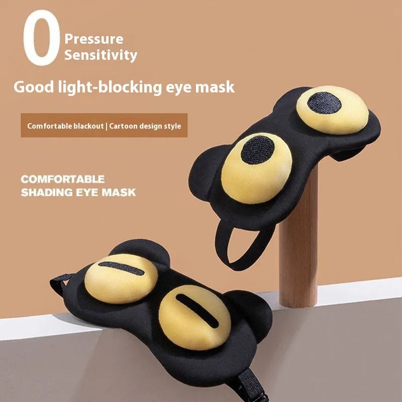 Funny bear eye mask for sleep with shading and ventilation, polyester fabric, four bear styles: round eye, half eye, X eyes, bear eye