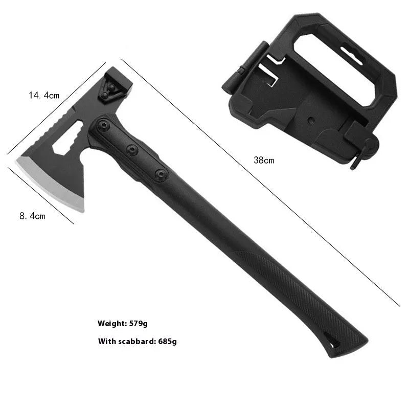 Outdoor multi-functional camping axe with stainless steel head and ABS plastic handle