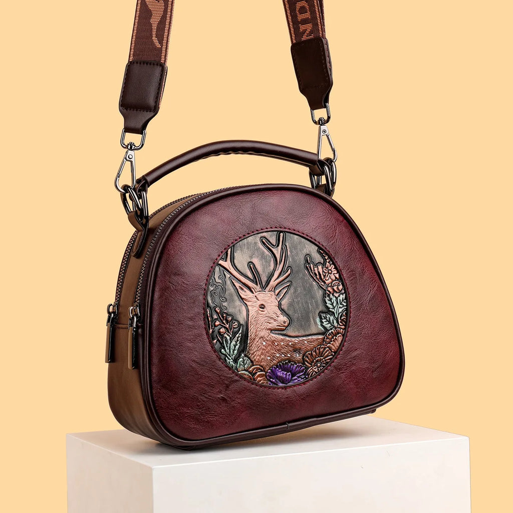 Retro embossing large capacity women's handbag with chain and plaid, horizontal square shape, black colour option