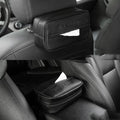 Black and beige PU leather car hanging storage box for organisation.