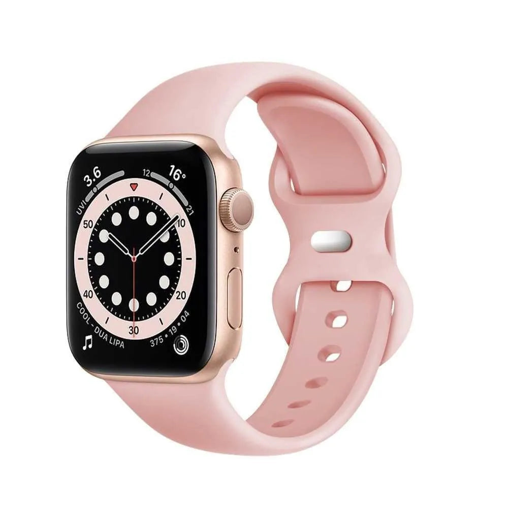 Silicone watch strap for Apple Watch 44mm 45mm 41mm in black, white, blue, red, yellow, green