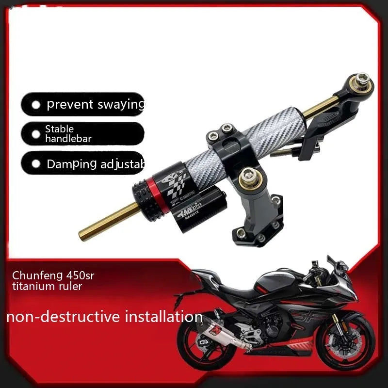 Directional damper bracket for Spring Wind 450SR/SRS motorcycles with carbon fibre aluminium alloy construction