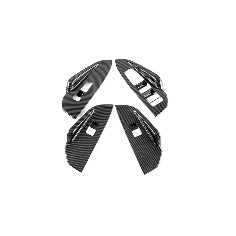 Kaiku four-piece ABS car panel set in carbon fibre colour for glass lifting button panel and inner armrest frame