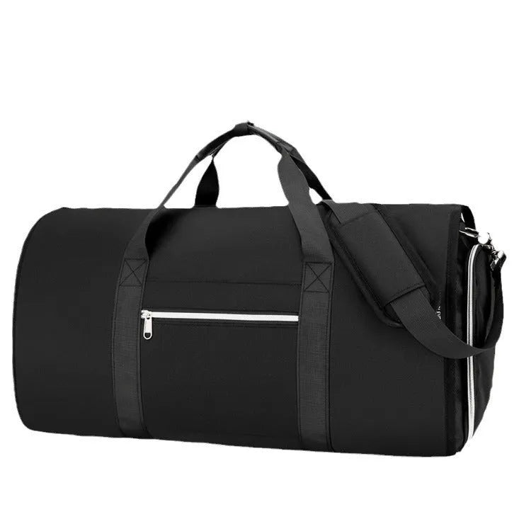 Grey Oxford cloth sports bag showing separate compartments for dry and wet storage items