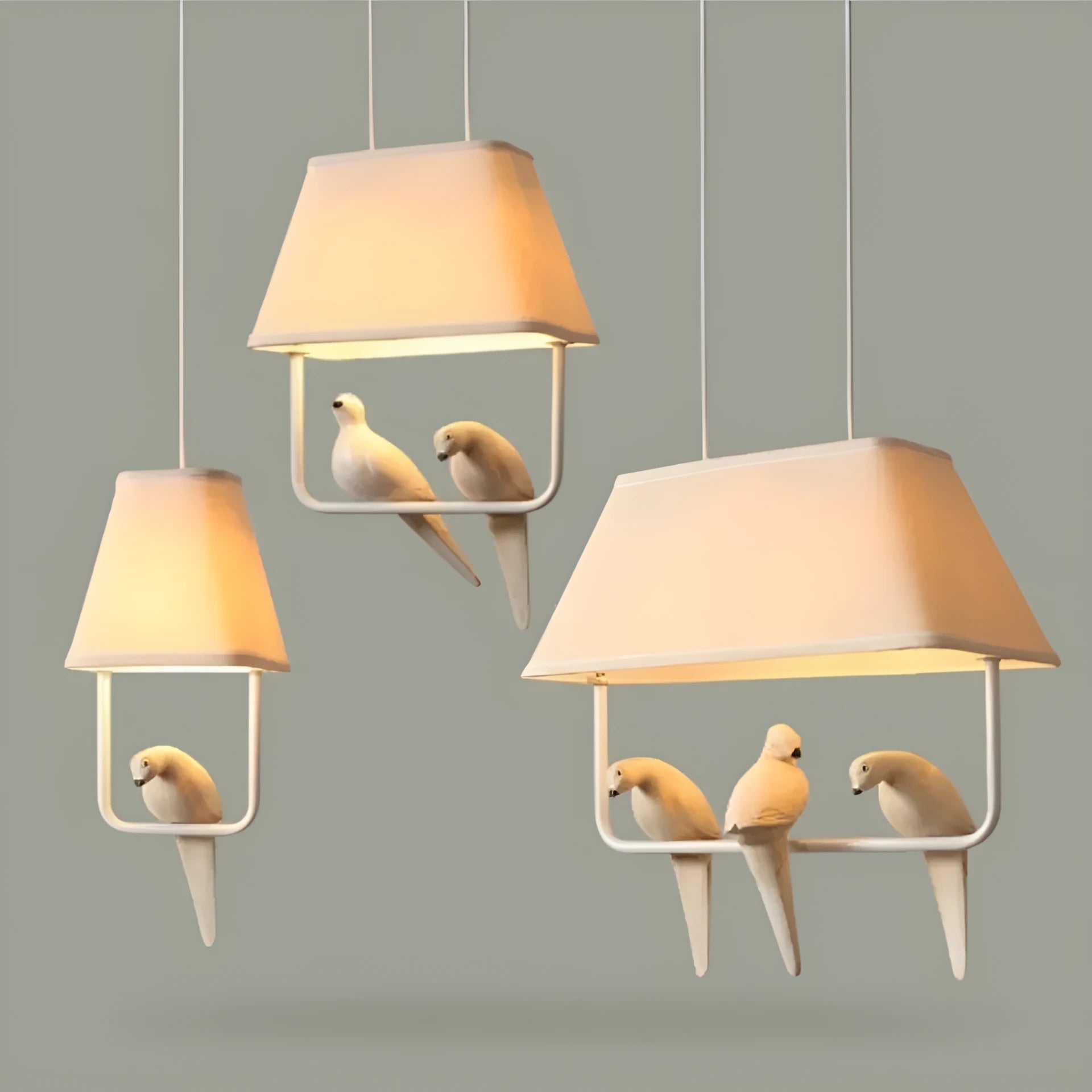 Bird chandelier ceiling lamp with fabric shade in bird designs for dining rooms and hallways