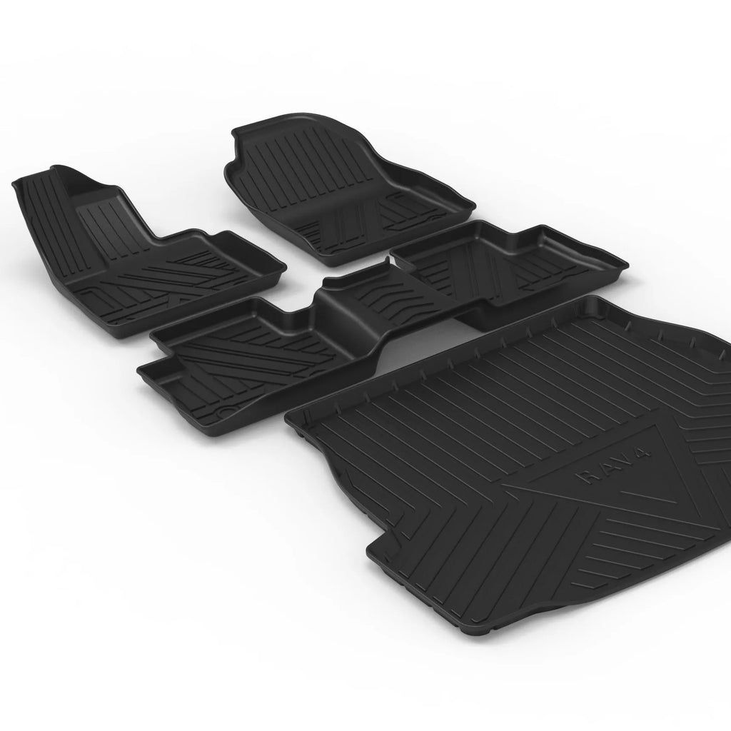 Black carbon fibre pattern car boot liner mat for vehicle cargo protection