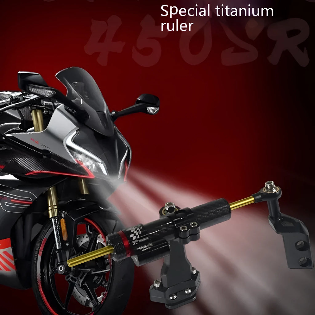 Directional damper bracket for Spring Wind 450SR/SRS motorcycles with carbon fibre aluminium alloy construction