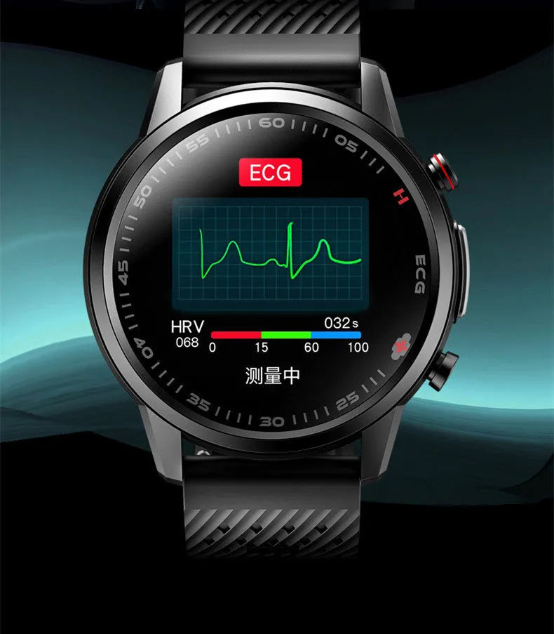 F800 ECG blood pressure sports smart watch with black TPU wristband and touch screen