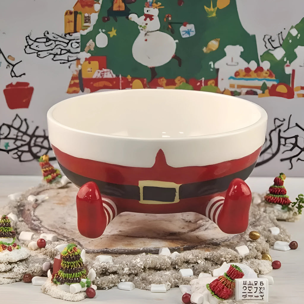White porcelain ceramic Christmas fruit plate snack tray with modern simplicity design, suitable for holiday gifting