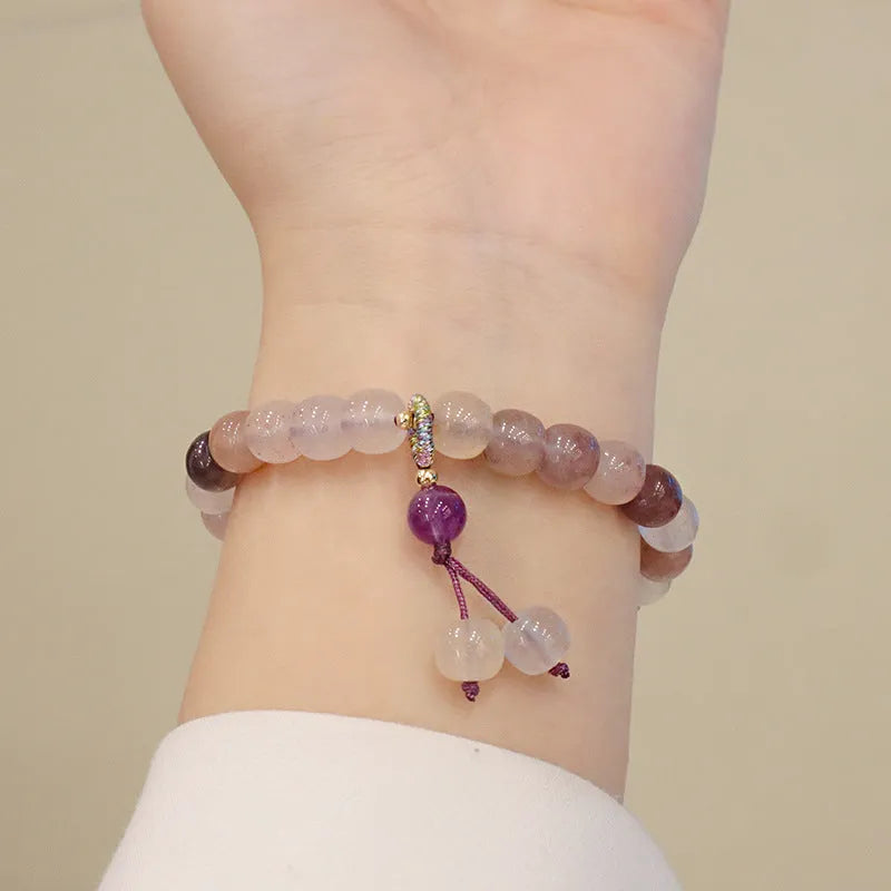 Natural Jinsi Jade violet flower bracelet with Violet Ball pendant
