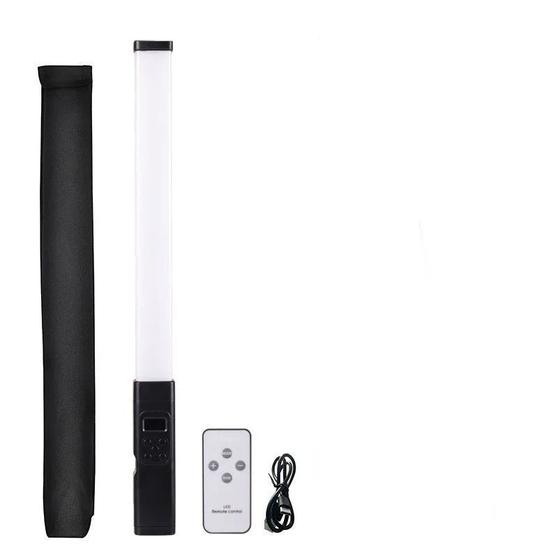 Handheld LED photography fill light with adjustable colour temperature and RGB lighting modes