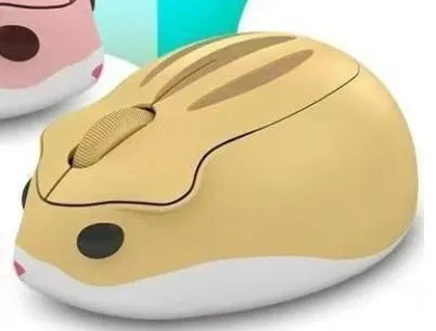 Hamster wireless silent click computer mouse in grey, pink, and yellow colour options