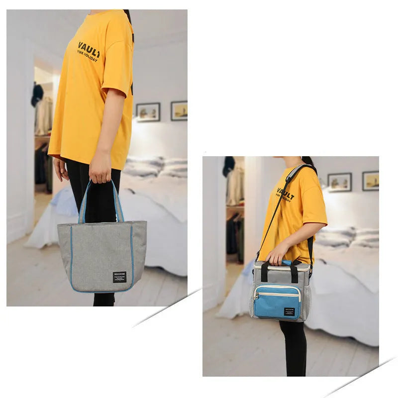 Insulated lunch bag in blue 900D Oxford cloth with thermal cooling for food storage
