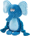 Plush dog toy with squeaker, crinkle paper and cotton rope in animal designs for small medium dogs