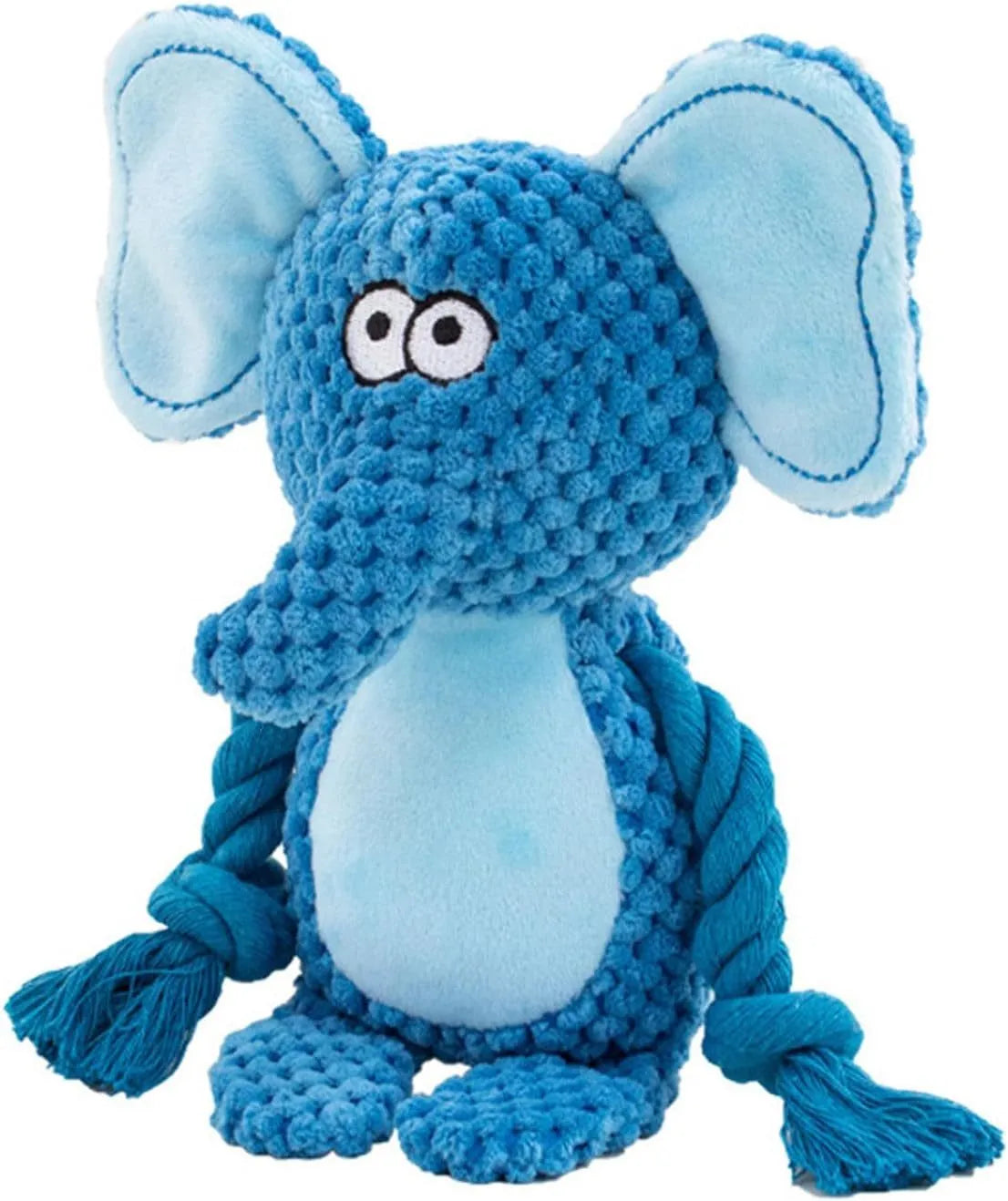 Plush dog toy with squeaker, crinkle paper and cotton rope in animal designs for small medium dogs