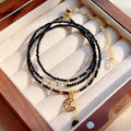 Blue gold sand stone cut three-ring women's bracelet with adjustable sliding clasp