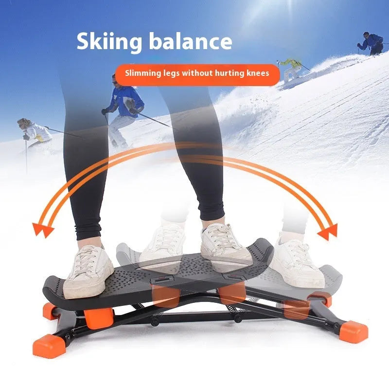 Black mini fitness skiing machine for home indoor cardio workouts.