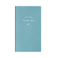 Simple Notepad with PU cover in morandi blue, showing open pages of eye protection writing paper
