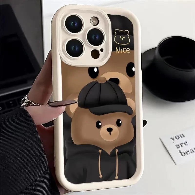 Bear theme TPU phone case for Apple iPhone in Classic Black