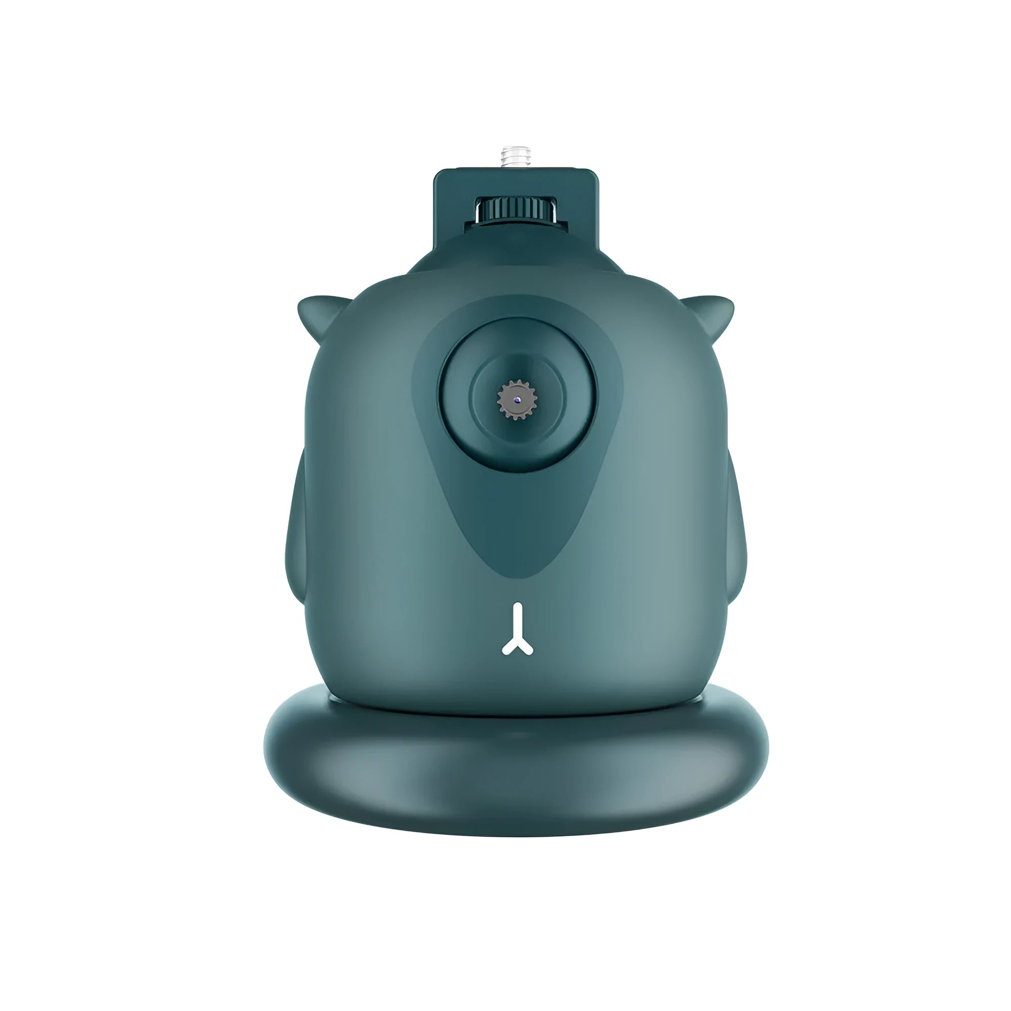 Dark green intelligent AI tracking gimbal with 360 rotation on a desktop.