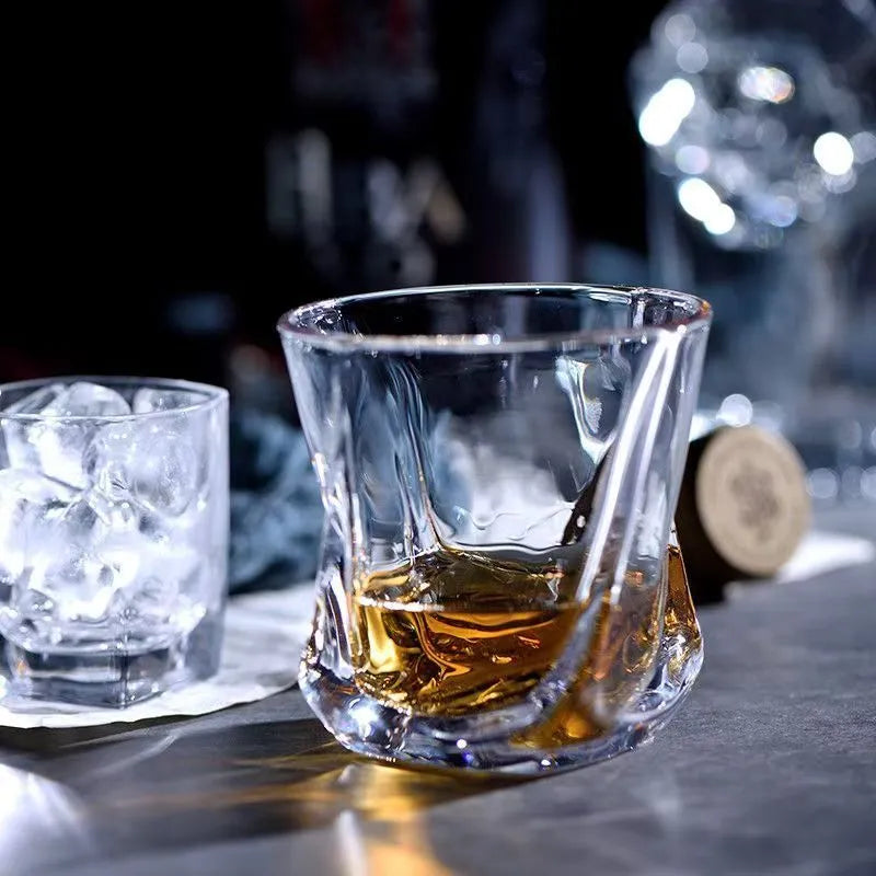 Transparent 150ml whiskey swing glass with light luxury style on table