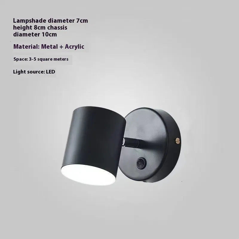 Rotatable bedside wall lamp with golden mirror front in gold finish mounted on wall