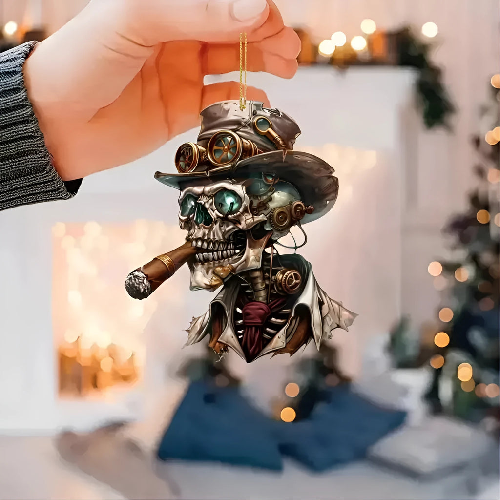 Acrylic flat Halloween decoration car rearview mirror pendant with cartoon design