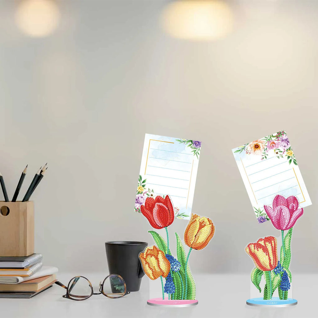 Handmade diamond painting desktop note clip in American suite style, dimensions 19x11x9cm.