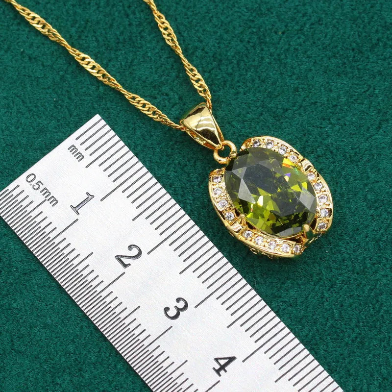 Women's rhinestone zircon jewellery suit with snake bones chain showing necklace, earrings, and ring in electroplated copper