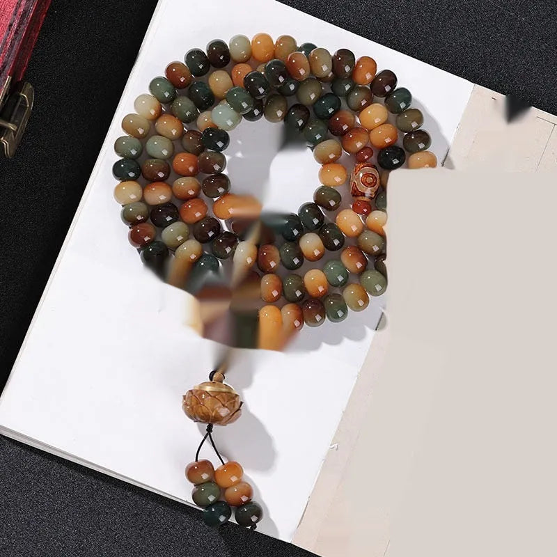 Bodhi seed double ring bracelet with Dunhuang cultural patterns in national style design