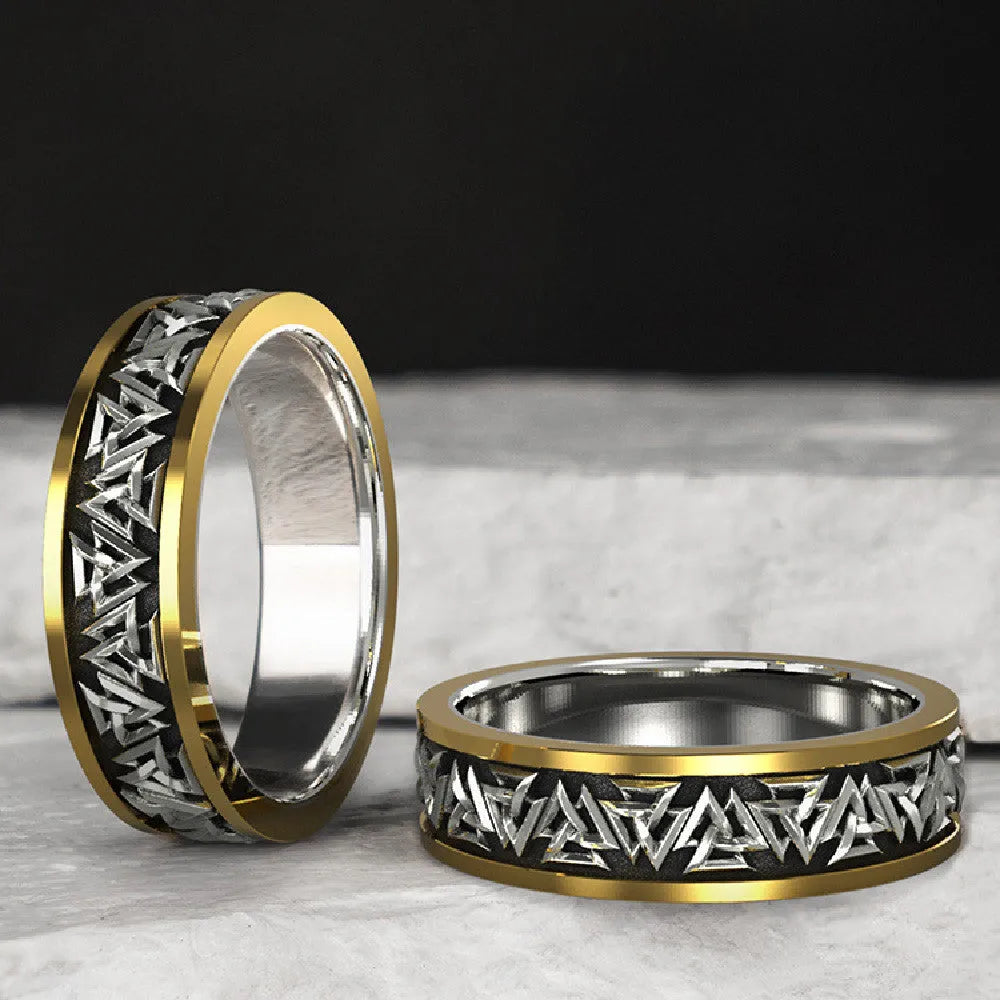 925 silver Viking knot ring for men with bronze finish, geometric design, US size 8