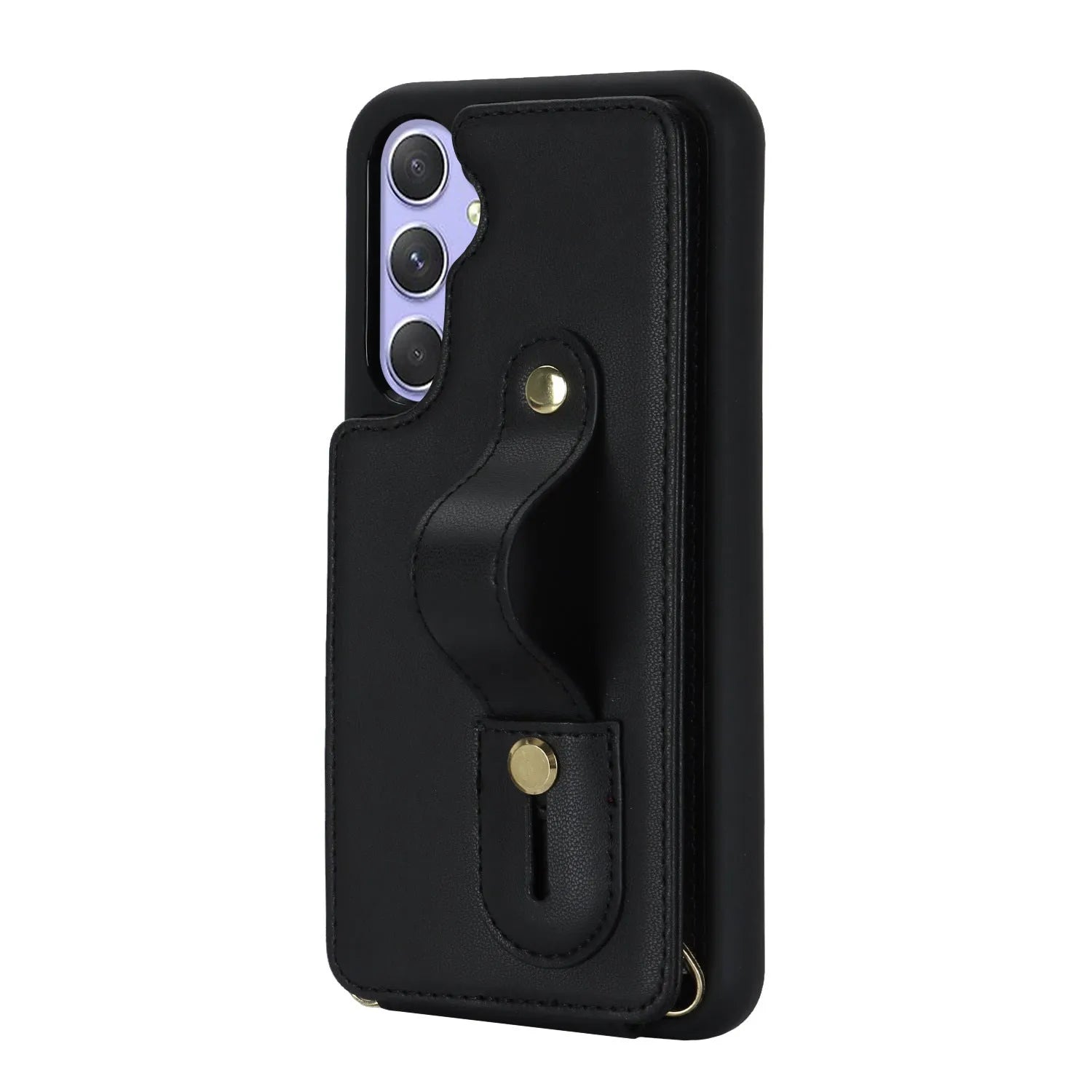 Samsung A54 5G leather phone case with matching lanyard in black, brown, purple, rose gold, wine red colours