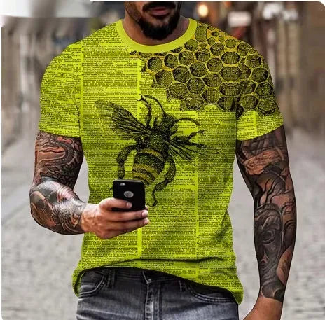 Men's fierce lion 3D printed T-shirt in polyester fabric with extended sizing options