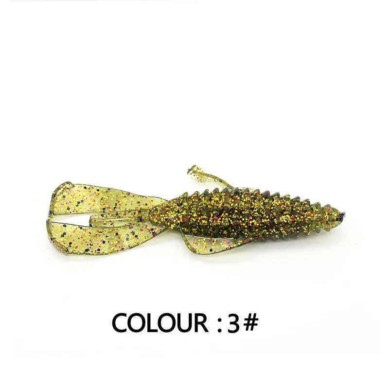 PVC soft bait fishing lure in assorted colours showing 8cm and 12cm size options for freshwater and sea fishing.