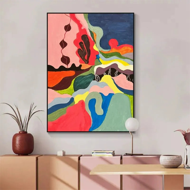 Handmade abstract oil painting on canvas, rolled and frameless, for living room or bedroom wall decor