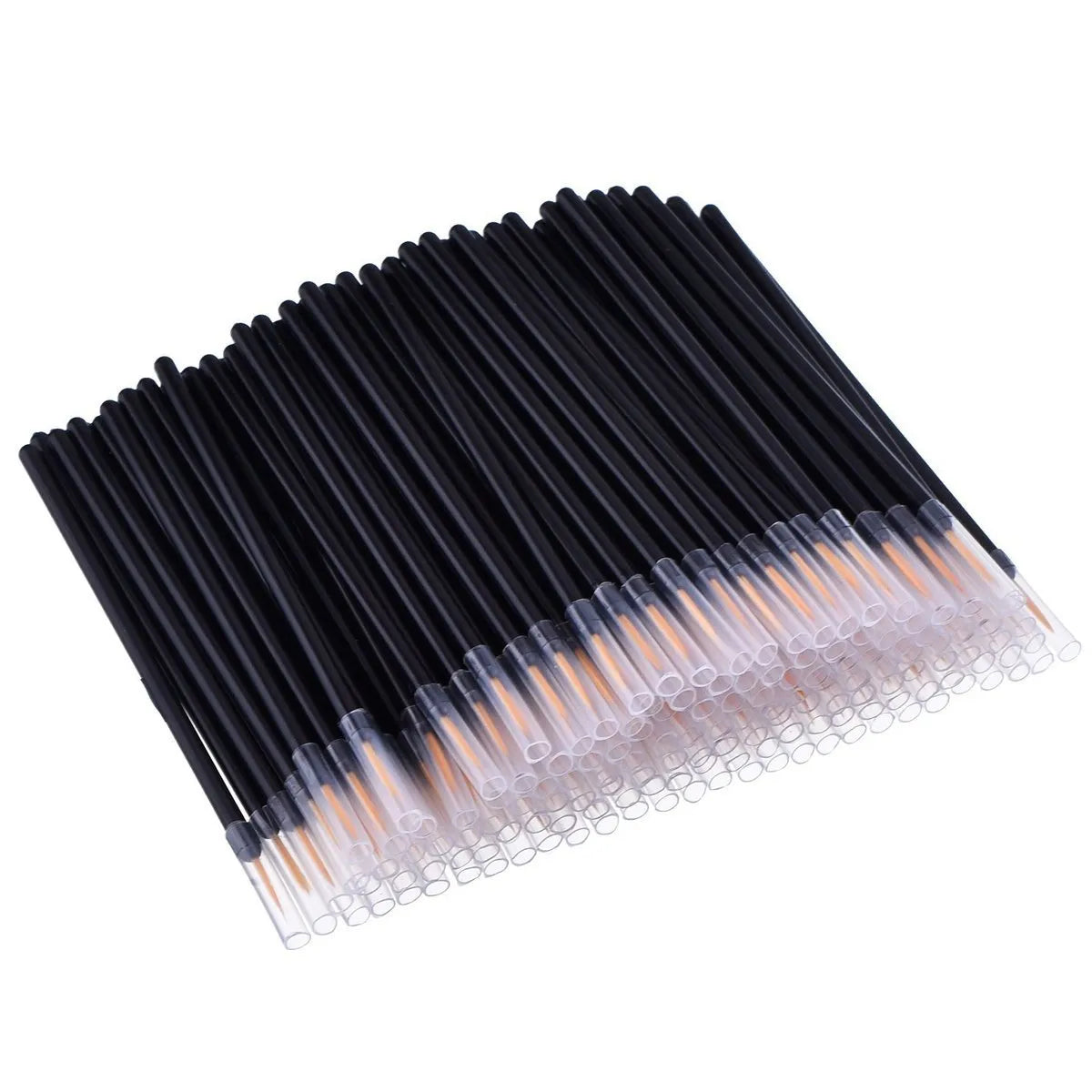 100 disposable eyeliner brushes with ultra-fine points in protective plastic sleeves