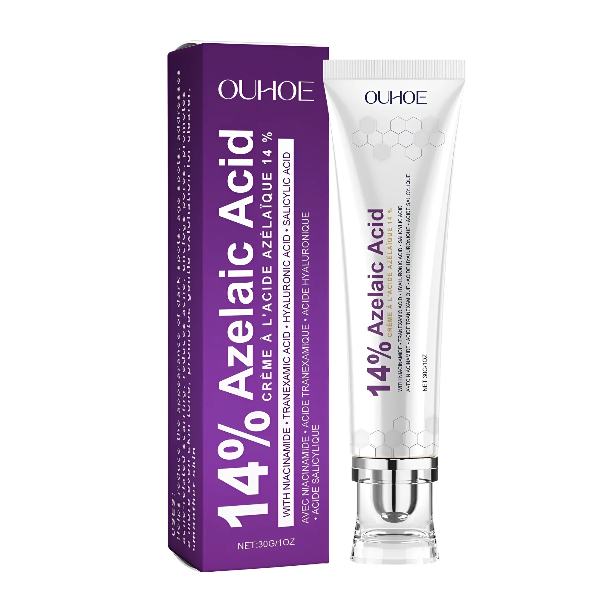 30g jar of nicotinamide and azelaic acid face cream with hyaluronic acid.