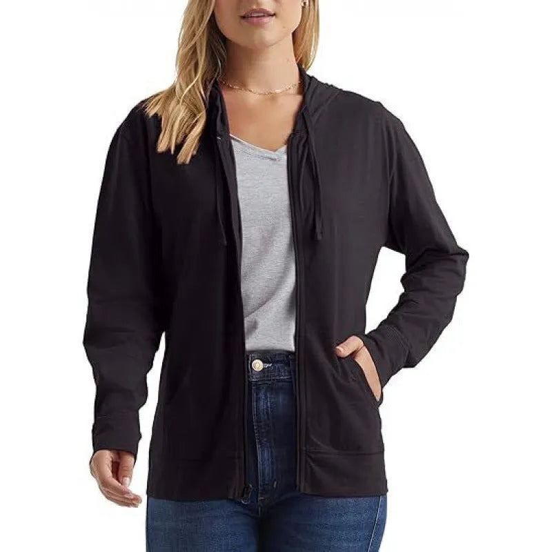 A loose-fit solid colour hoodie pullover with long sleeves shown in multiple colour options.